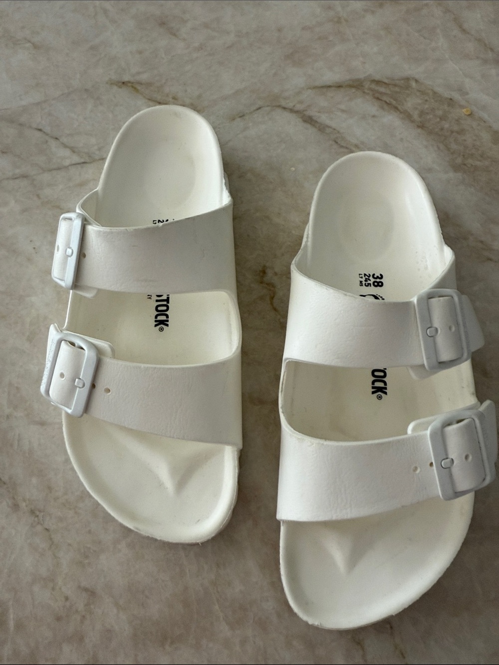 Birkenstock Womens White Double-Strap EVA Slide Sandals